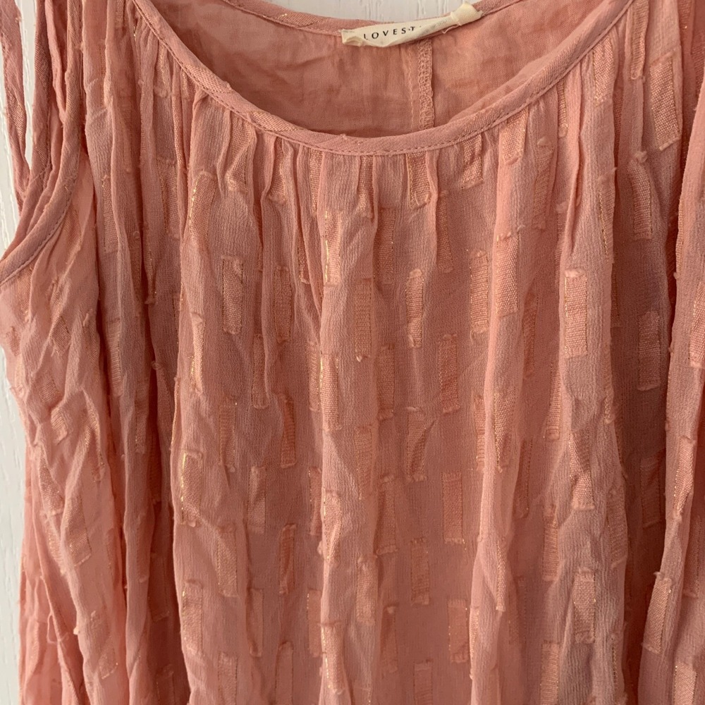 Lovestitch rose pink shimmer dress maxi strappy tie waist size M/L summer boho - Picture 5 of 10